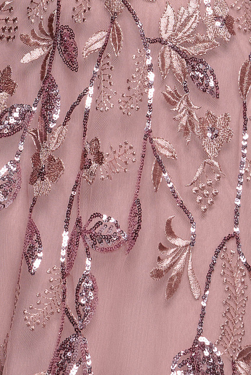Goddiva Flared Sleeve Embroidered Maxi Dress - Blush