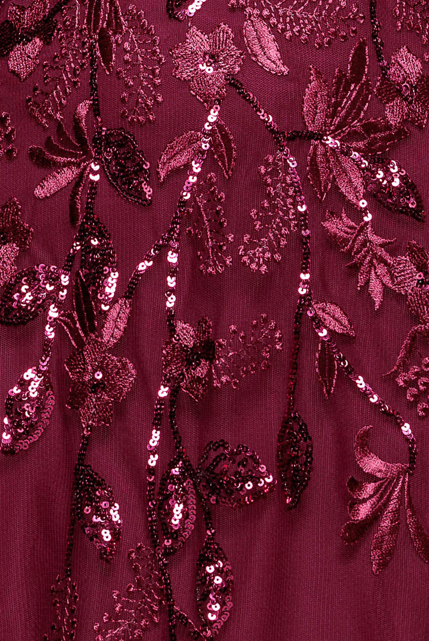 Goddiva Flared Sleeve Embroidered Maxi Dress - Magenta