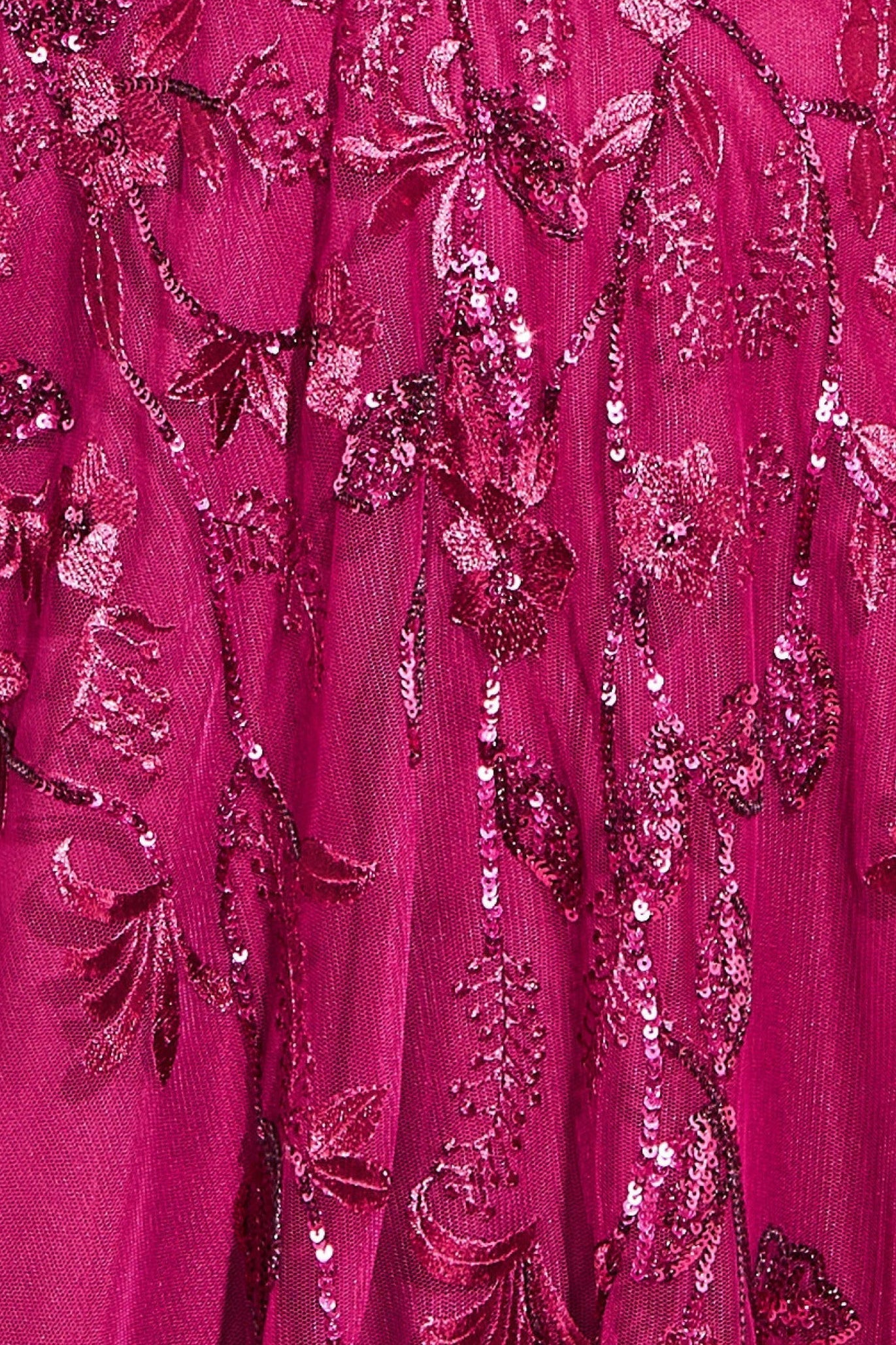 Goddiva Flared Sleeve Embroidered Maxi Dress - Magenta