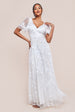 Goddiva Flared Sleeve Embroidered Maxi Dress - White