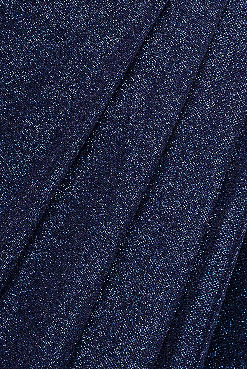 Goddiva Plunge Neck Wrap Front Split Lurex Maxi Dress - Navy Blue
