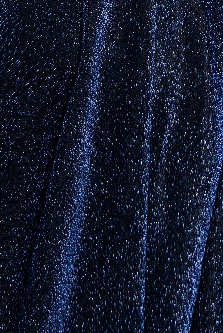 Goddiva Sparkle Lurex Wrap Mini Skater Dress - Navy Blue