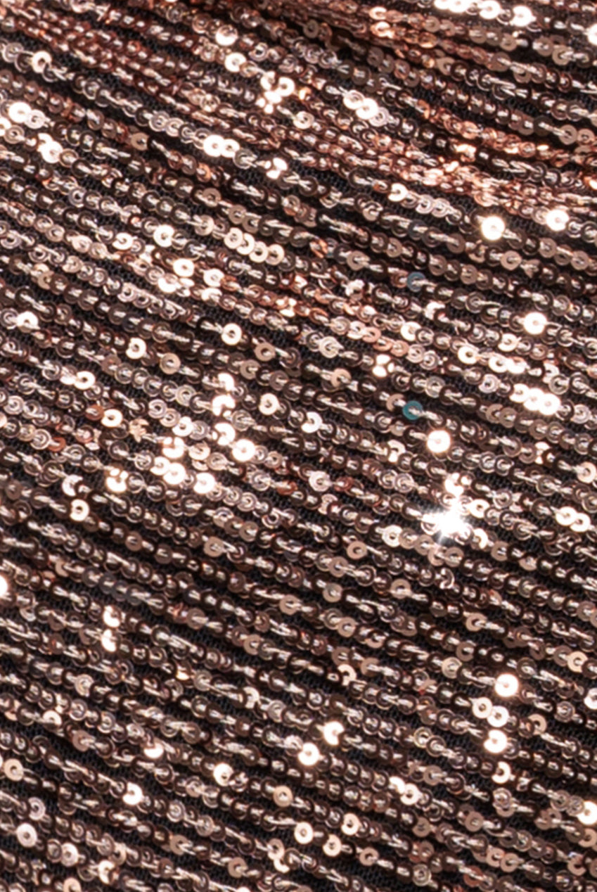 Goddiva Sequin Cowl Neck Midi Dress - Champagne