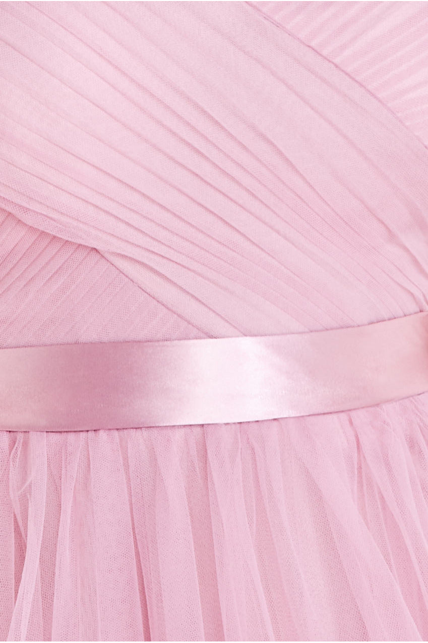 Goddiva Off The Shoulder Princess Maxi Dress - Blush