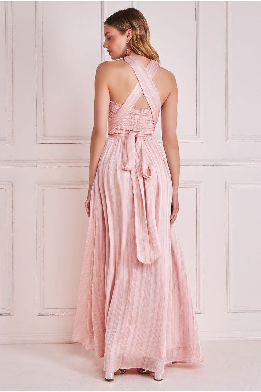 Goddiva Crossover Multiway Maxi Dress - Blush