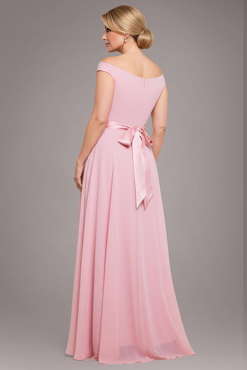 Goddiva Cowl Neck Chiffon Maxi Dress - Blush Pink