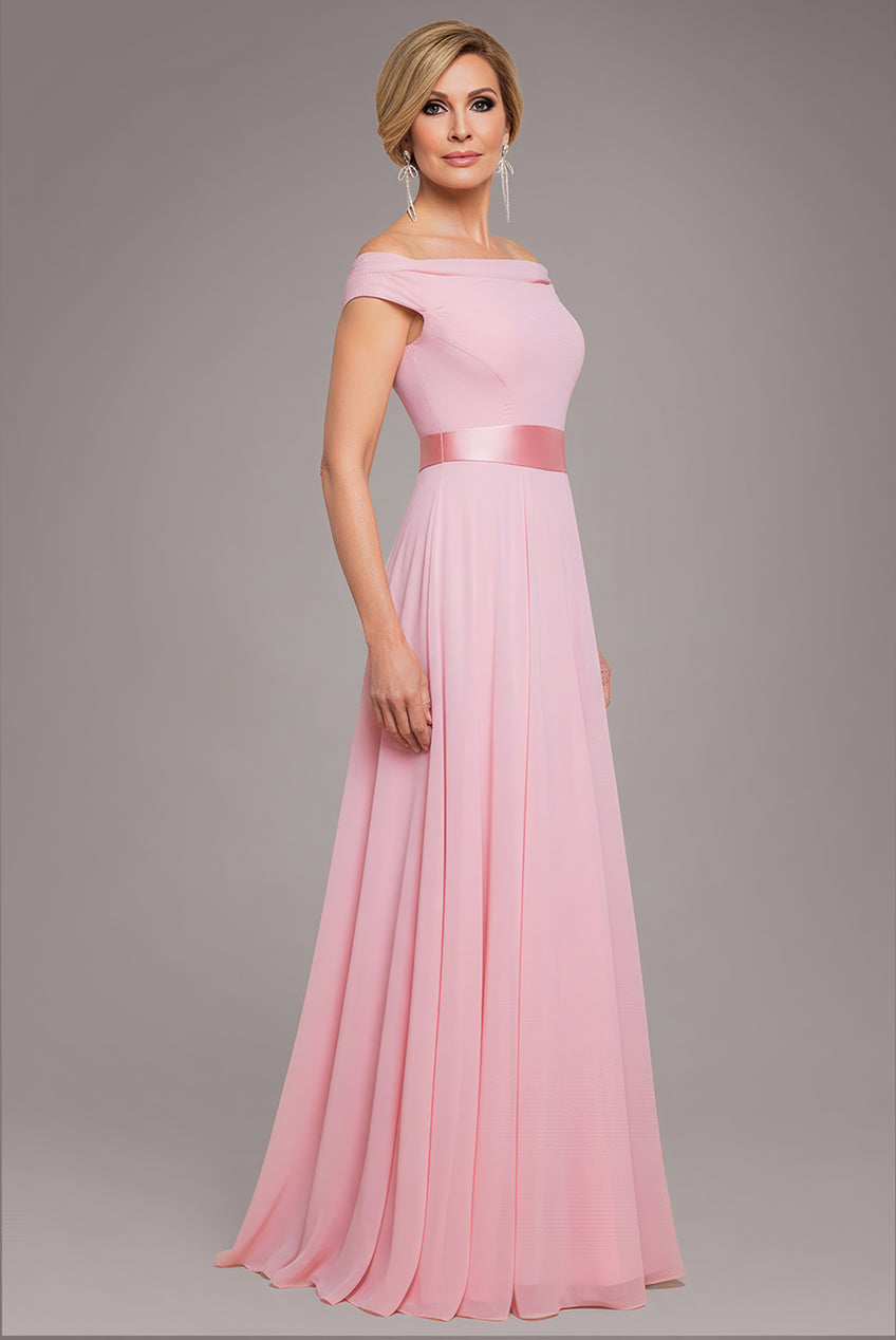 Goddiva Cowl Neck Chiffon Maxi Dress - Blush Pink