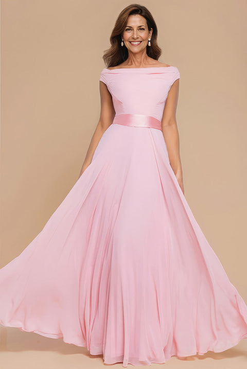 Goddiva Cowl Neck Chiffon Maxi Dress - Blush Pink