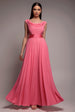 Goddiva Cowl Neck A-Line Chiffon Maxi Dress - Coral