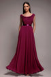 Goddiva Cowl Neck Chiffon Maxi Dress - Magenta