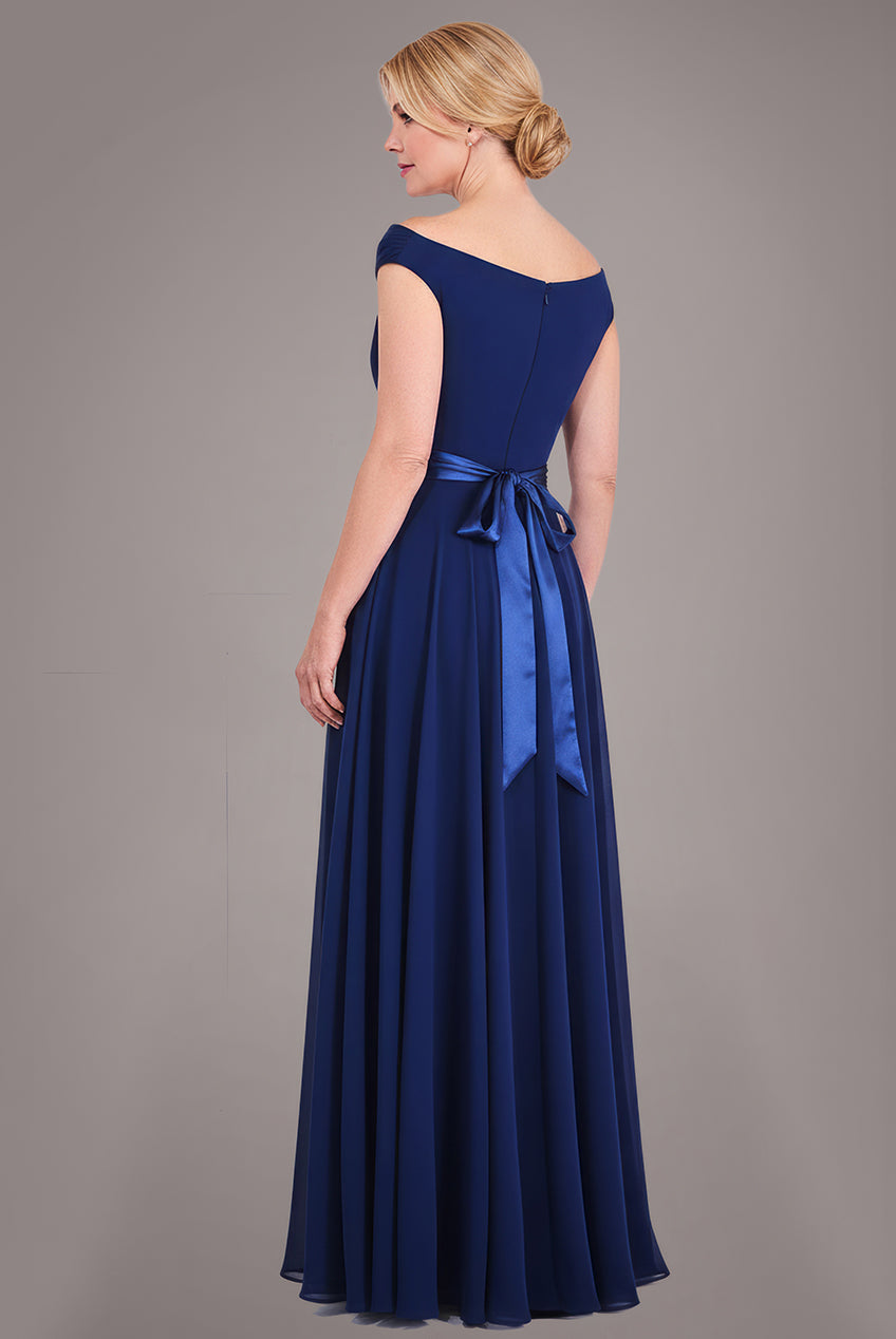 Goddiva Cowl Neck Chiffon Maxi Dress - Navy Blue