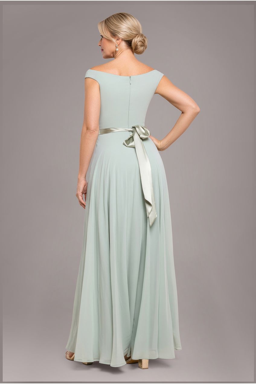 Goddiva Cowl Neck Chiffon Maxi Dress - Sage Green