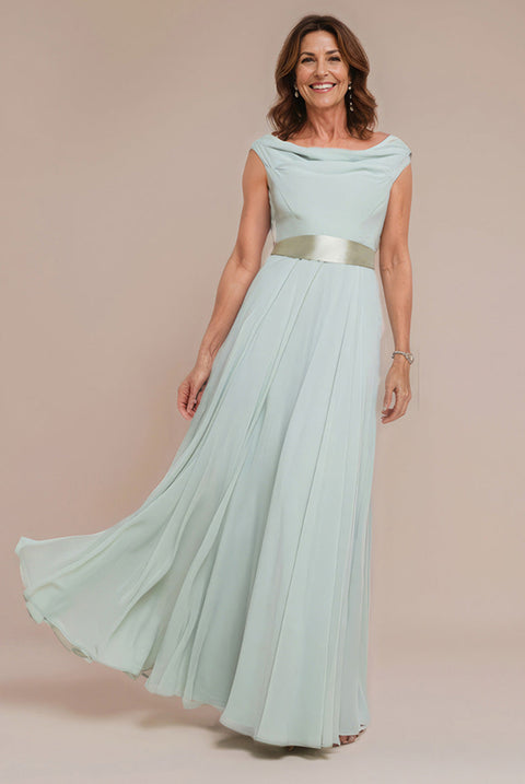 Goddiva Cowl Neck Chiffon Maxi Dress - Sage Green