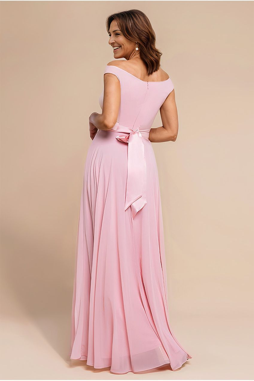 Goddiva Cowl Neck Chiffon Maxi Dress - Blush Pink