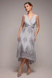 Goddiva Pleated Satin Bodice High And Low Dress - Gray