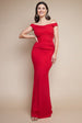 Goddiva Off The Shoulder Scuba Maxi Dress - Red