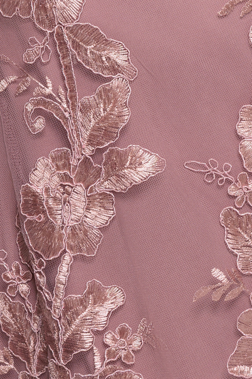 Goddiva Halter Neck Lace High And Low Dress - Pink