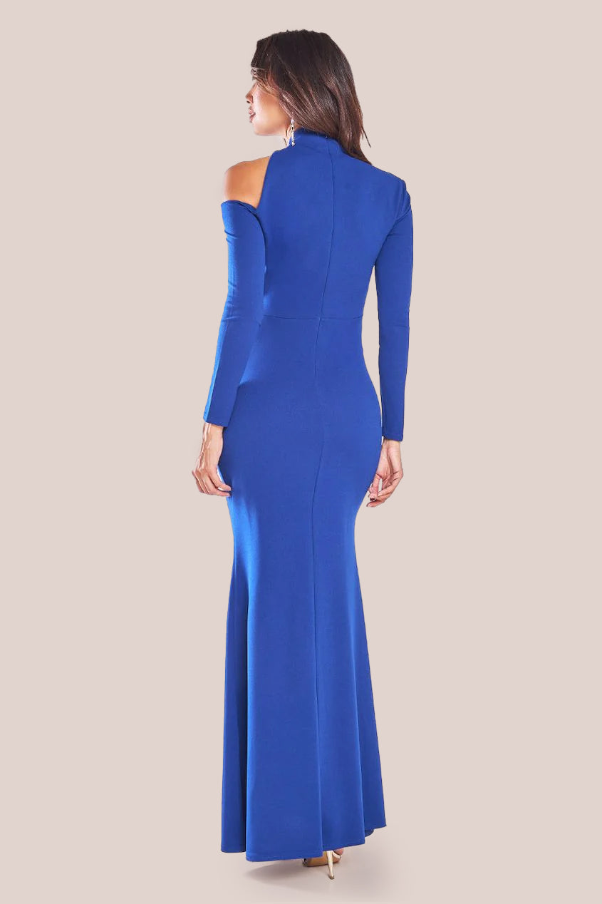 Goddiva Cutout Scuba Crepe Maxi Dress - Royalblue