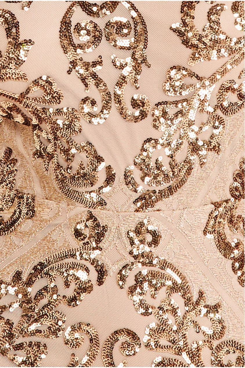 Goddiva Sequin Cowl Back Maxi -  Champagne
