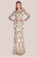 Goddiva Sequin Cowl Back Maxi -  Cream