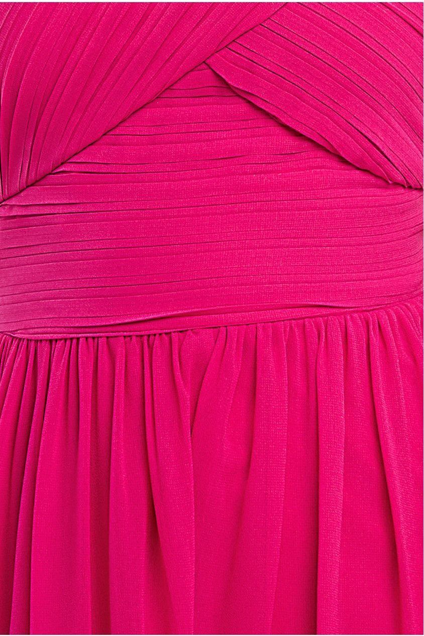 Goddiva One Shoulder Pleated Chiffon Scarf Maxi - Magenta