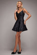 Goddiva Jacquard Sleeveless A-line Mini Dress - Black