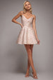 Goddiva Jacquard Sleeveless A-line Mini Dress - Blush Pink