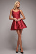 Goddiva Jacquard Sleeveless A-line Mini Dress - Red