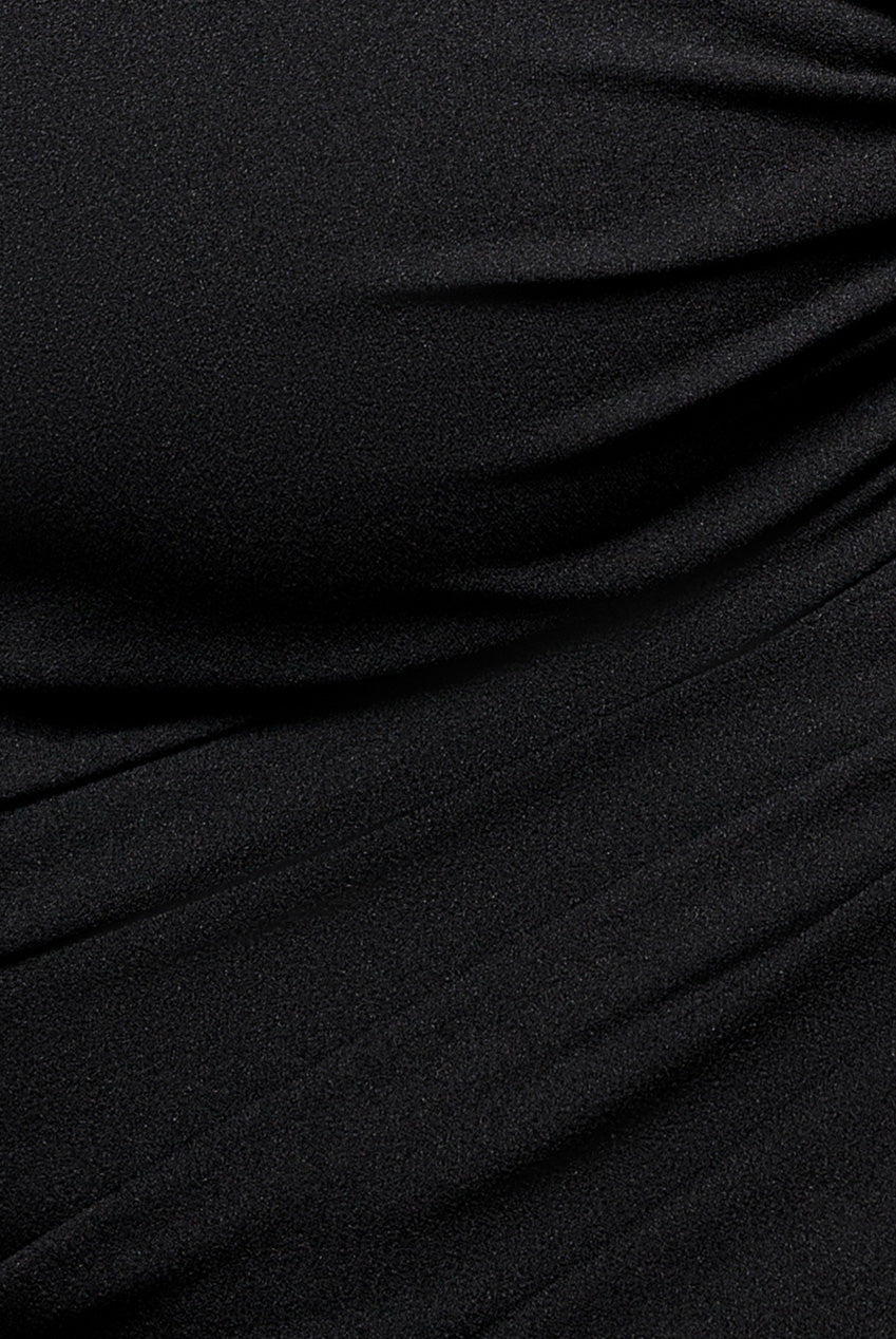Goddiva Plus One Shoulder Satin Band Maxi Dress - Black