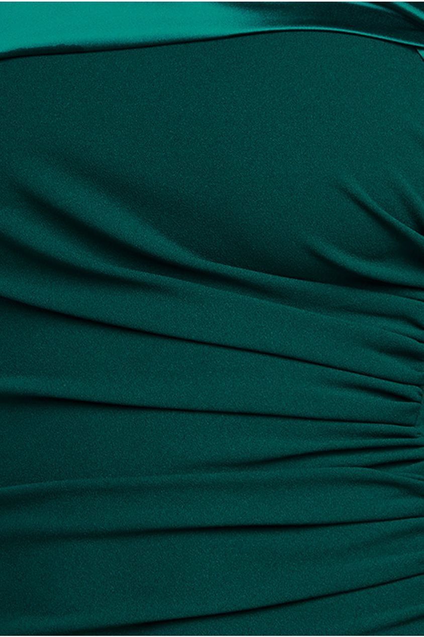 Goddiva One Shoulder Satin Band Maxi Dress - Emerald Green