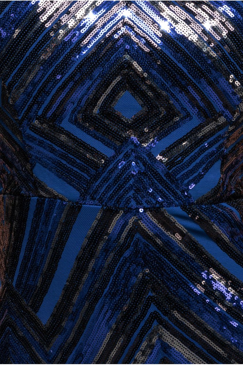 Goddiva Geometric Sequin Sleeveless Maxi - Royal Blue