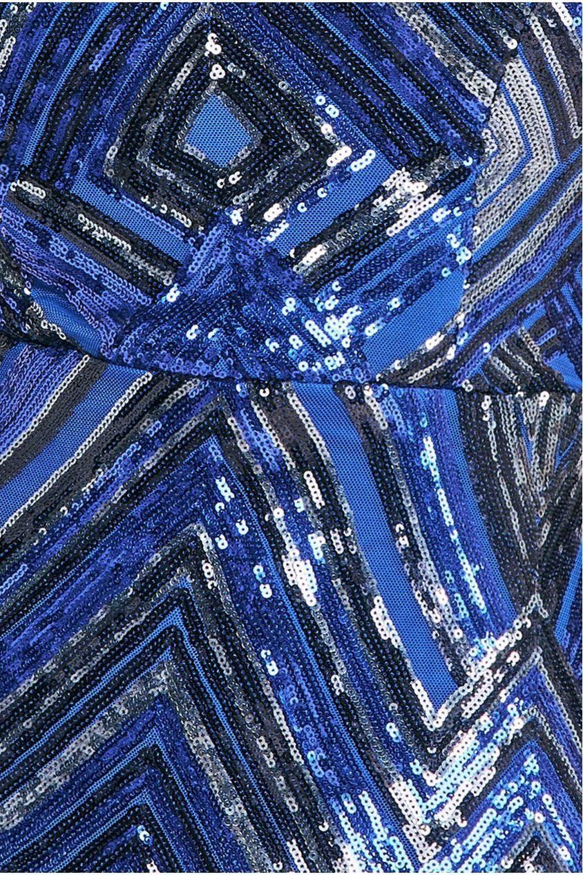 Goddiva Geometric Sequin Sleeveless Maxi - Royal Blue
