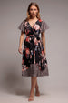 Goddiva Flutter Sleeve Printed Midi Dress - Leopard Print