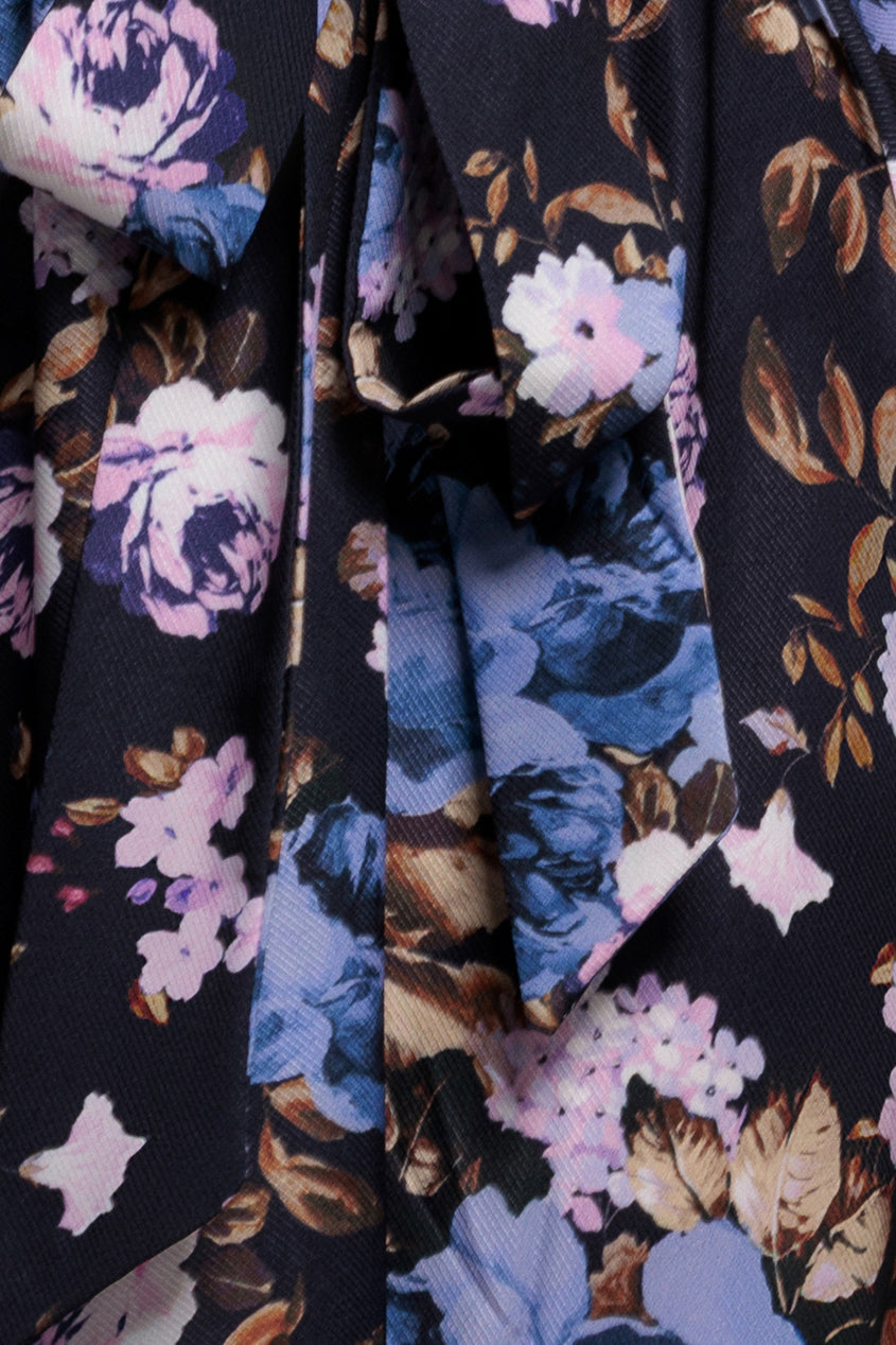 Goddiva Flutter Sleeve Printed Midi Dress - Navy Print