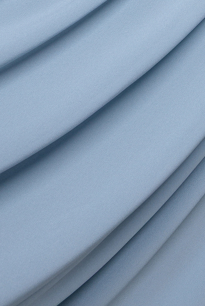 Goddiva Chiffon Maxi With Embellished Belt - Dusky Blue