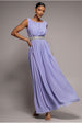 Goddiva Chiffon Maxi With Embellished Belt - Lilac