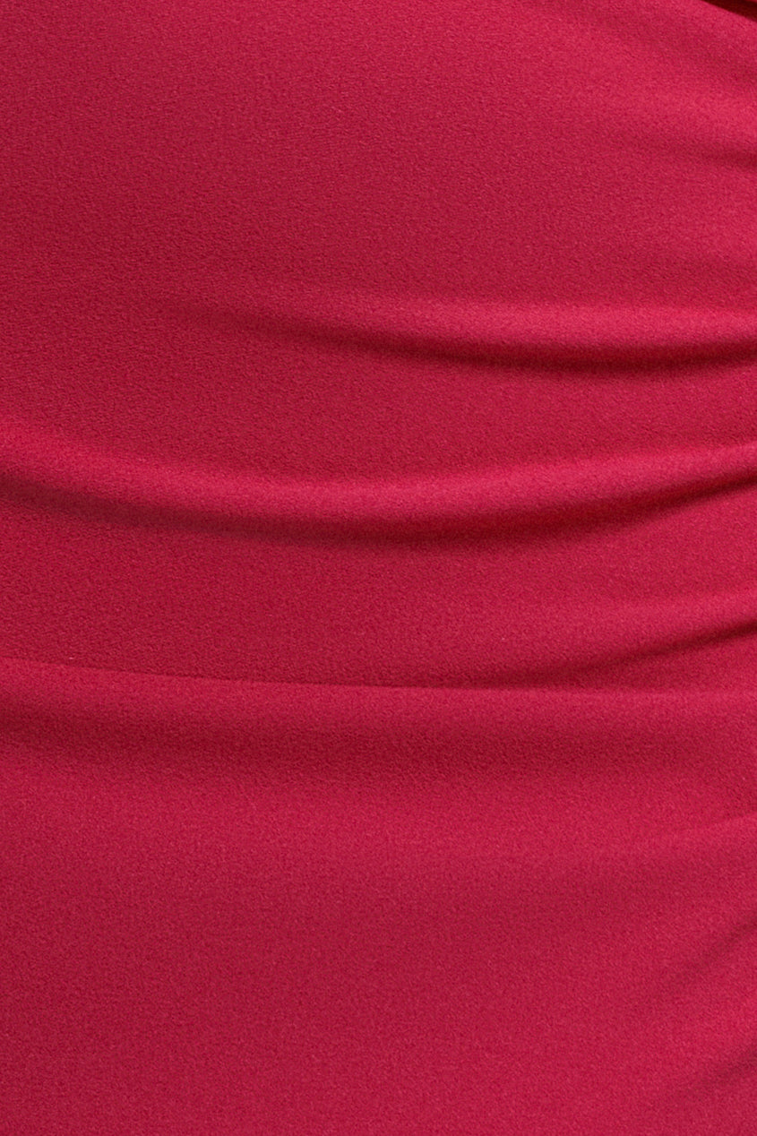 Goddiva One Shoulder Satin Band Bodycon Midi Dress - Magenta