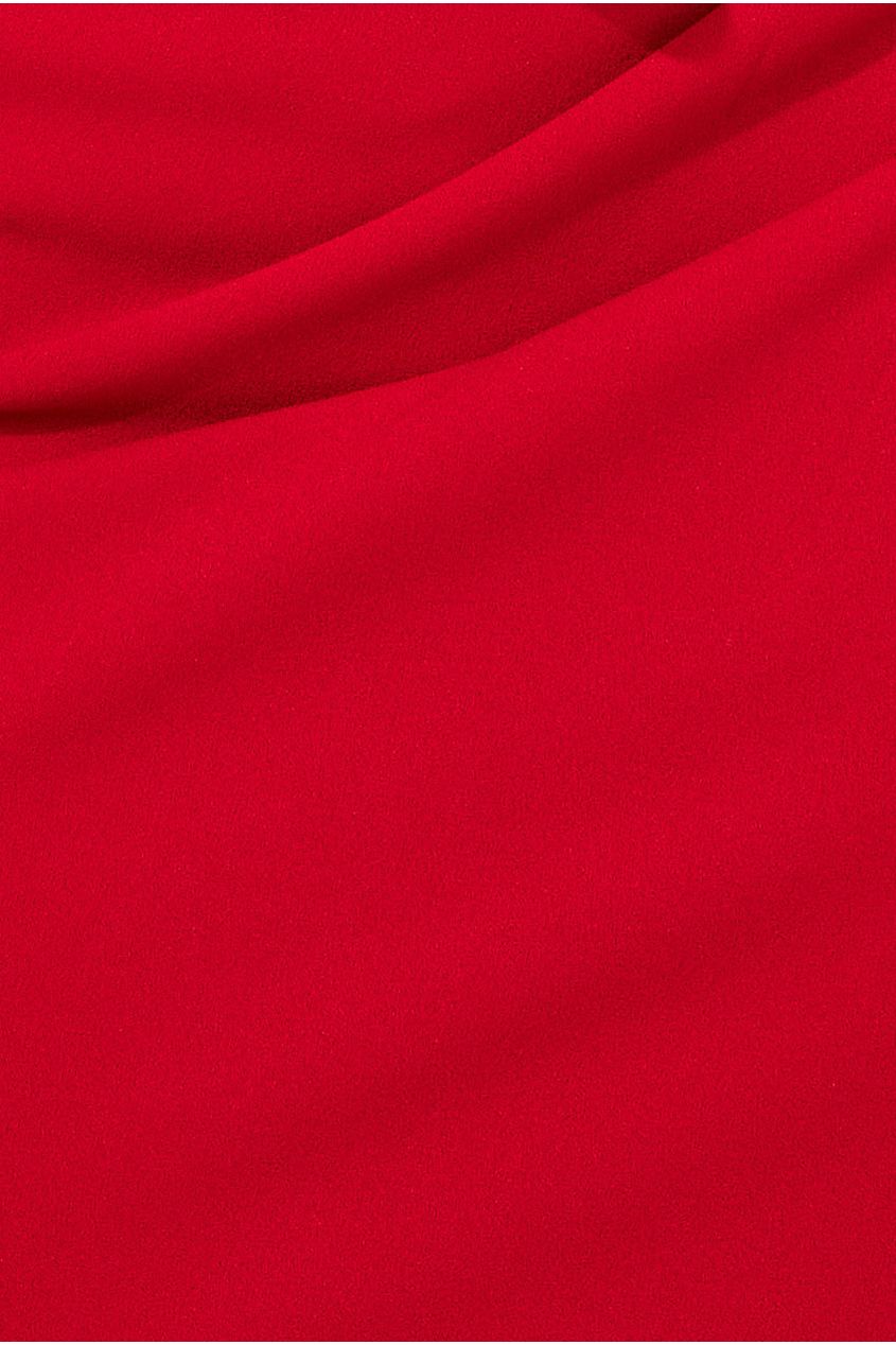 Goddiva Satin & Scuba Off The Shoulder Midi Dress - Red