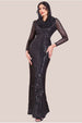 Goddiva Modesty Sequin Wrap Maxi Dress - Black