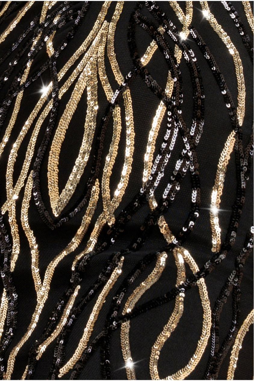 Goddiva Long Sleeve Sequin Flame Maxi - Gold