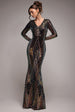 Goddiva Two Toned V Neck Sequin Maxi - Black