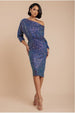 Goddiva Sequin Cowl Neck Midi Dress - Royal Blue
