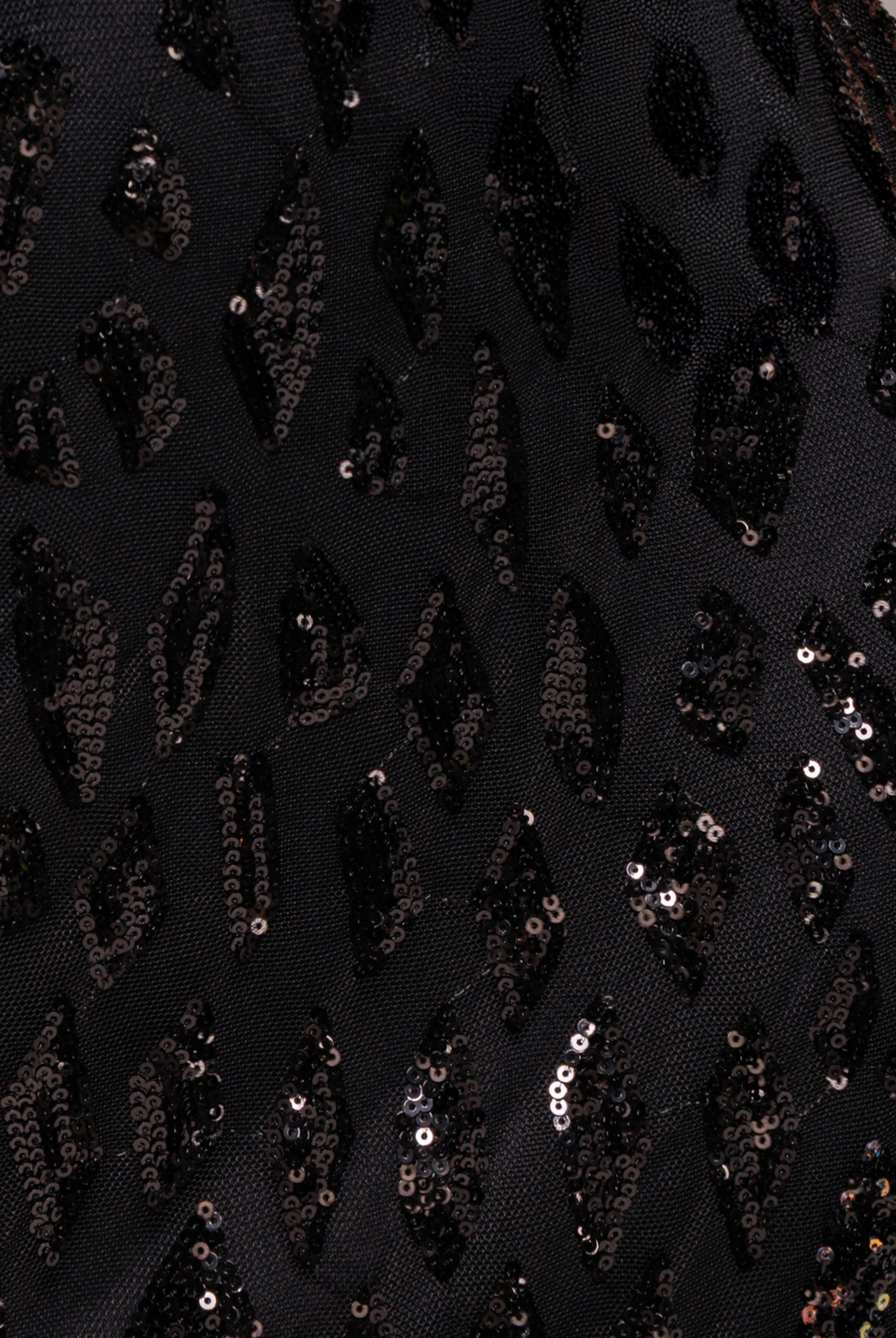 Goddiva Ombre Sequin Halter Maxi With Thigh Split - Black