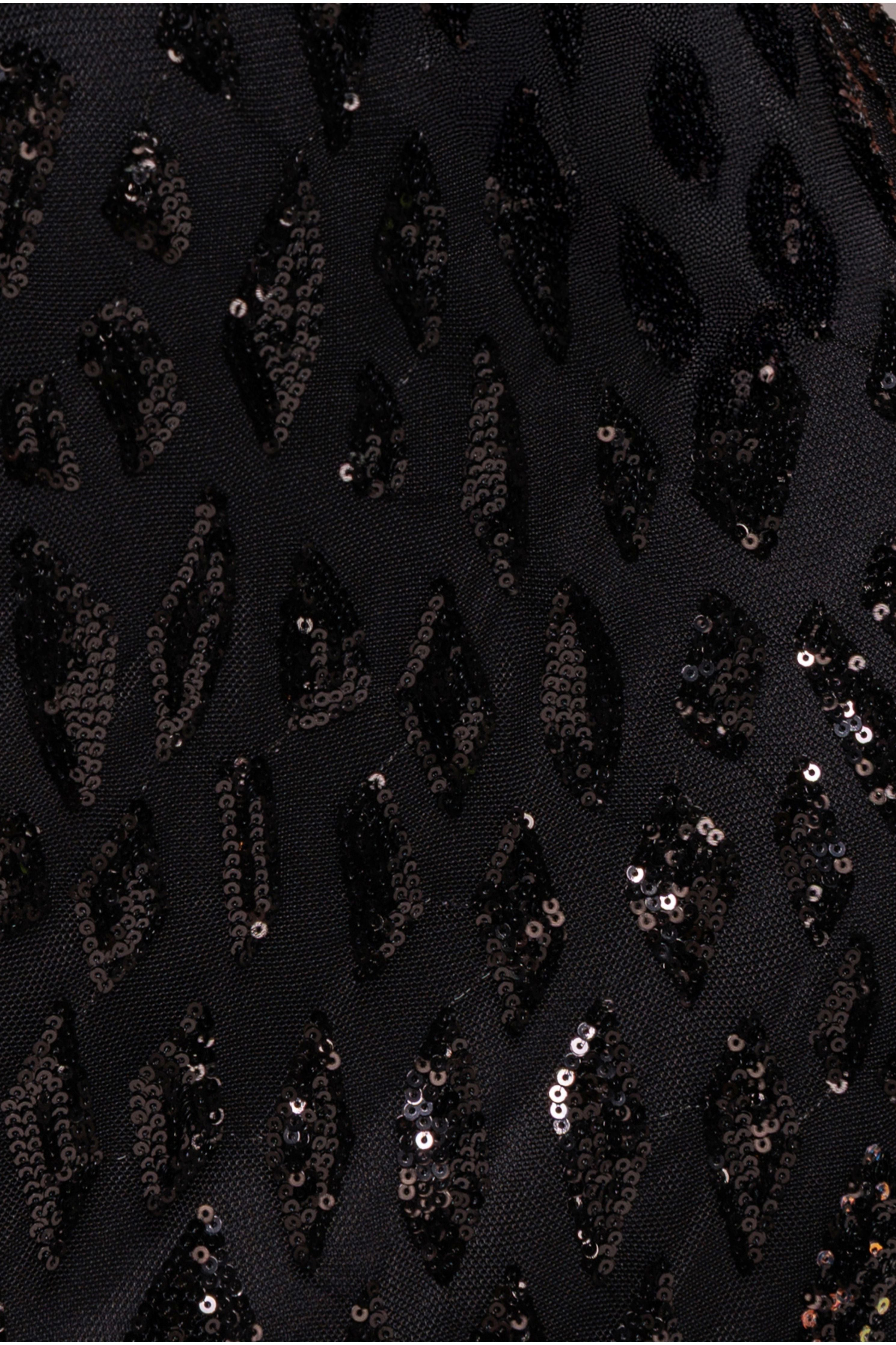 Goddiva Ombre Sequin Halter Maxi With Thigh Split - Black