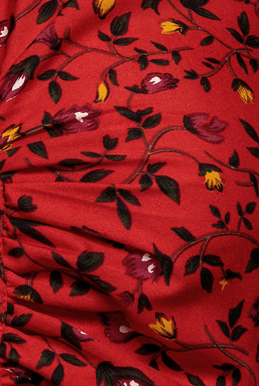 City Goddess Floral Print Shirt Dress - Red