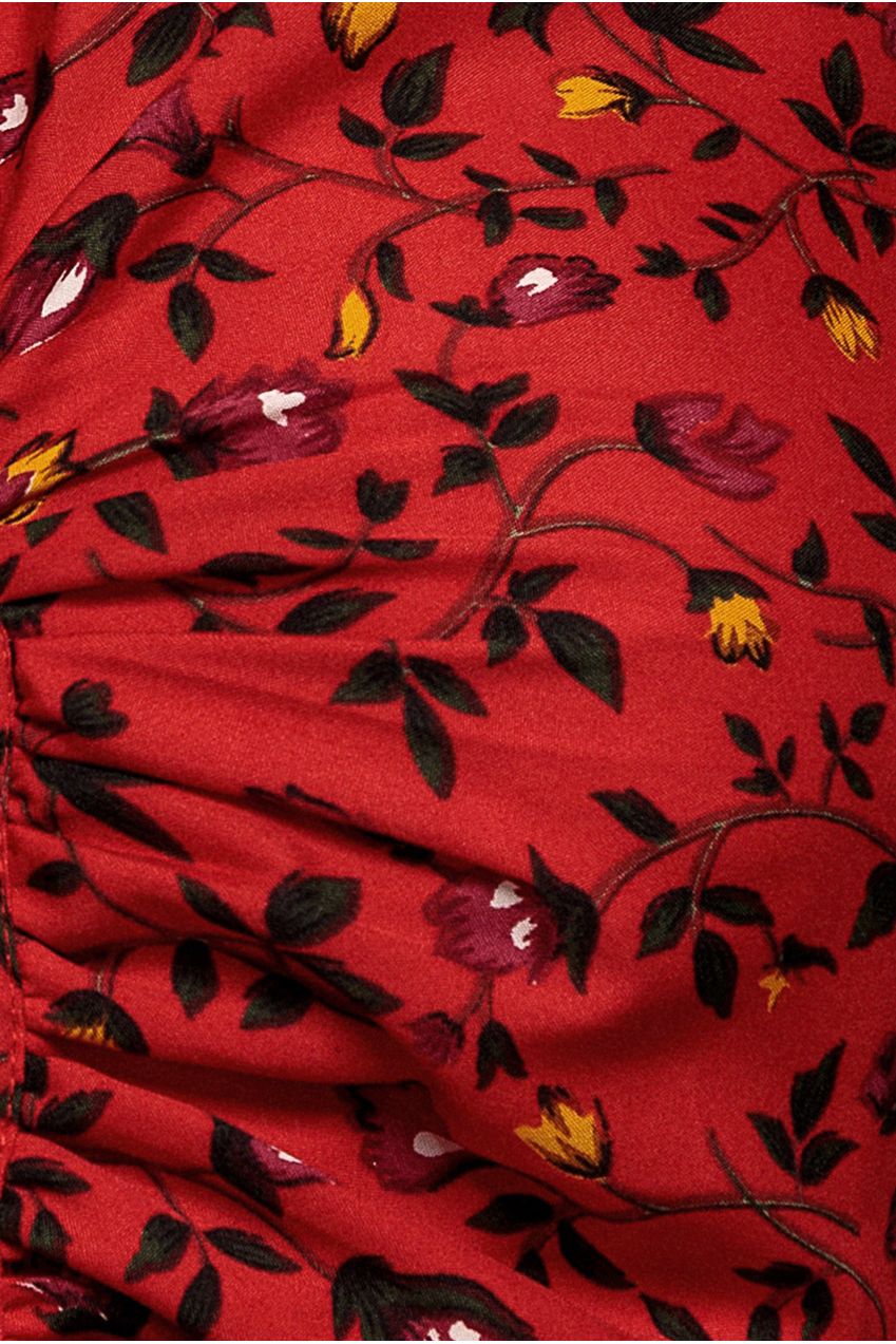 City Goddess Floral Print Shirt Dress - Red
