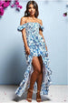 Goddiva Layered Dipped Hem Floral Maxi - Blue