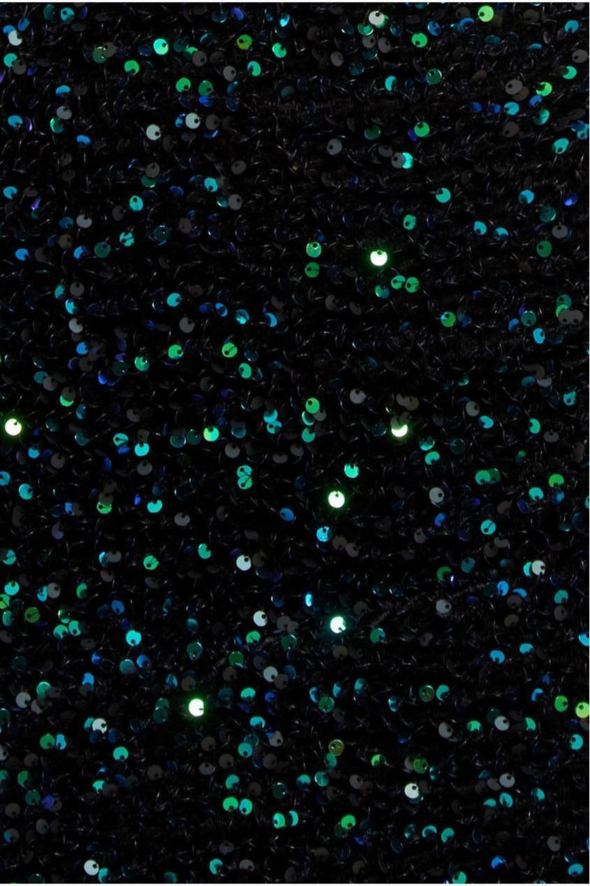 Goddiva Multi Sequin & Velvet Bardot Maxi - Emerald Green