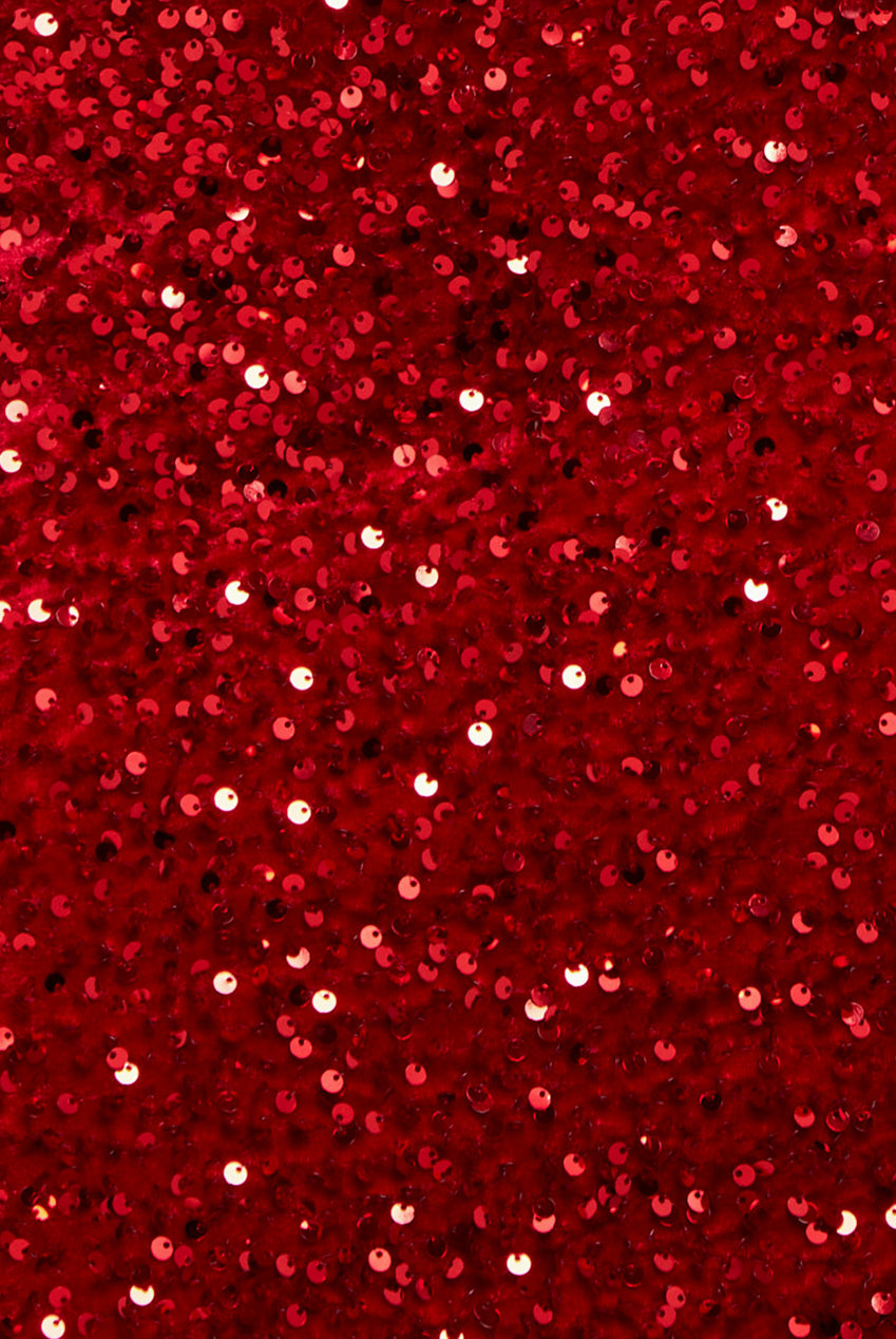 Goddiva Multi Sequin & Velvet Bardot Maxi Dress - Red
