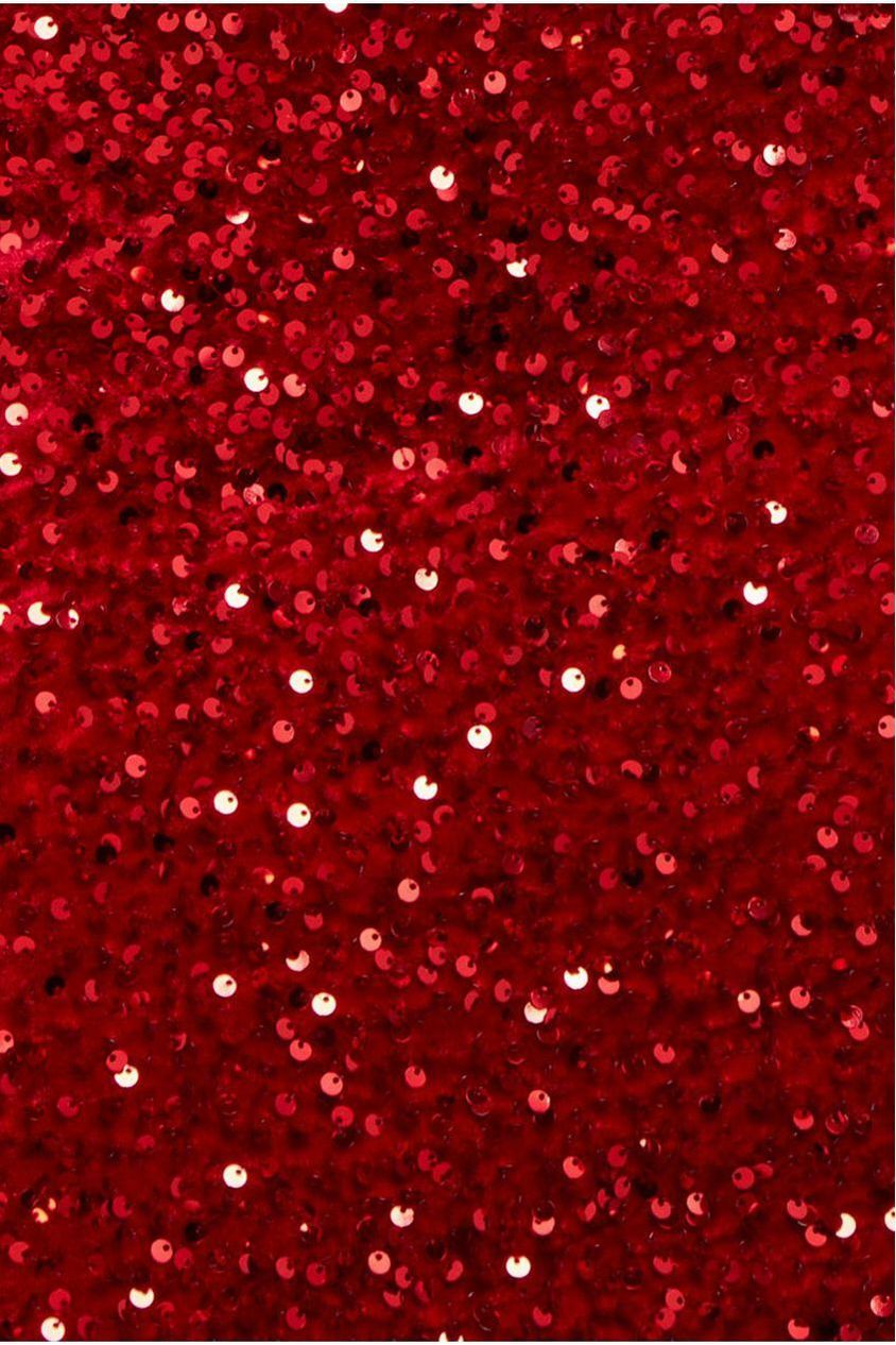 Goddiva Multi Sequin & Velvet Bardot Maxi Dress - Red